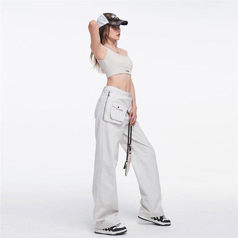 Quần Dài Dáng Suông Phong Cách Đường Phố Retro Mỹ Thiết Kế Mới Mùa Hè Có Thể Tháo Rời Cho Nữ