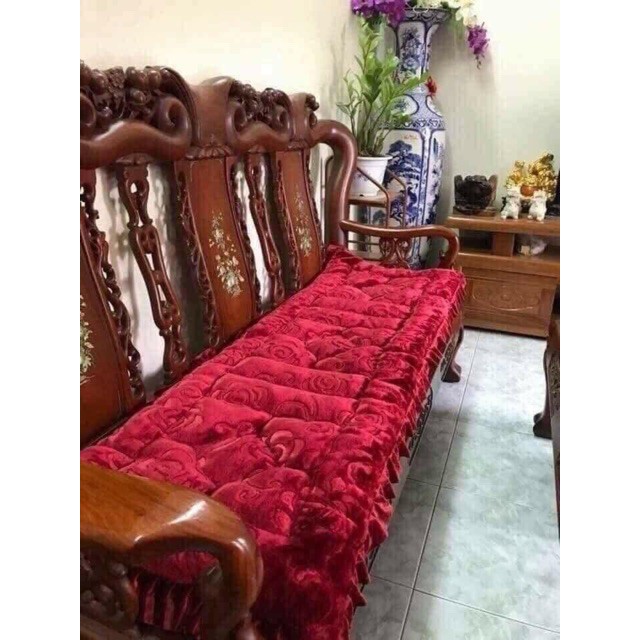 Bộ Thảm Trải Ghế Sofa Chất Liệu Nỉ Nhung Vân Hoa Nổi Sang Trọng