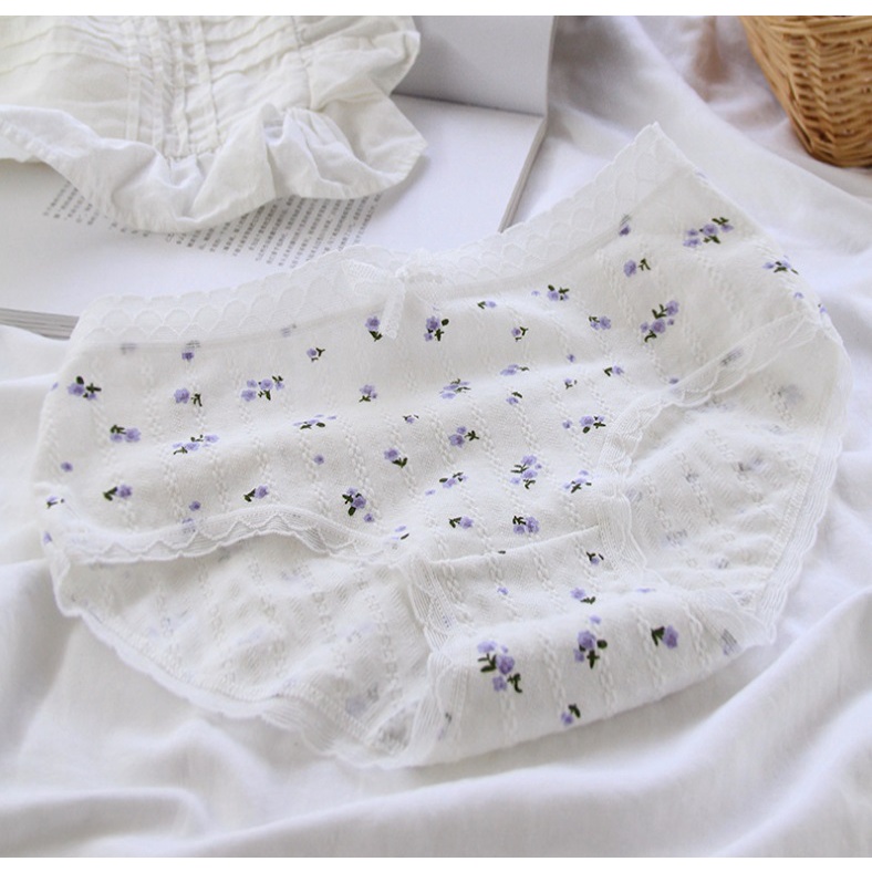Quần lót nữ dễ thương chất liệu cotton thấm hút mồ hôi khử mùi đặc biệt tím họa tiết xinh xắn Missie Q09
