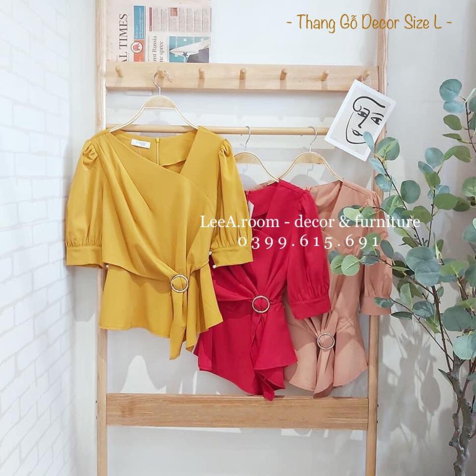 Thang Gỗ Chụp Hình Quần Áo Kiểu Hàn Quốc Size L (7 móc) - Ảnh Thật, Hàng Có Sẵn