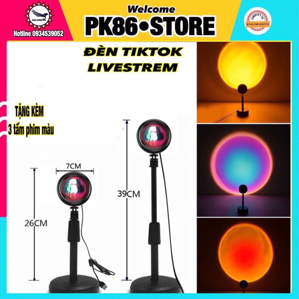 Đèn led tiktok hoàng hôn, cầu vòng, mặt trời để livestream quay phim chụp ảnh