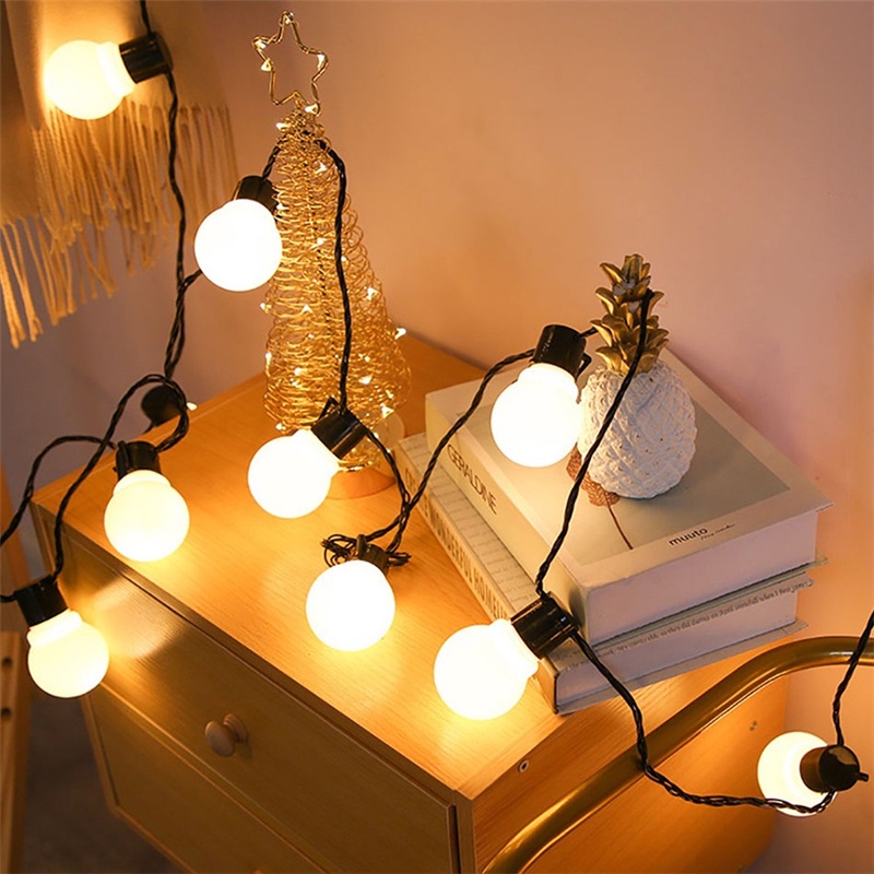 (HCM) Dây Đèn Led Trang Trí Ngoài Trời Dài 5.5M 20 Bóng Tròn Phi 5CM Cắm Điện Có Phích Nối Thêm Dây - Đèn Trang Trí Đẹp