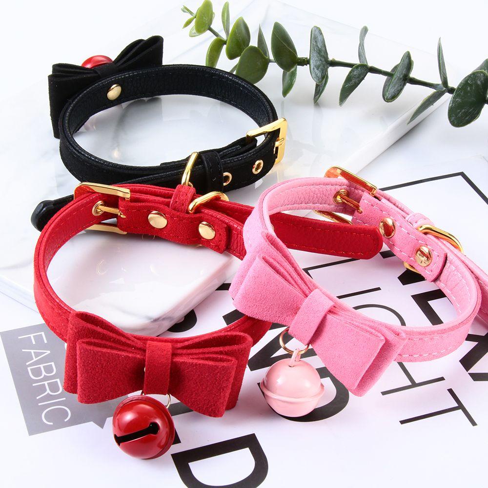 Vòng Cổ Bằng Da Đính Nơ Xinh Xắn Cho Thú Cưng