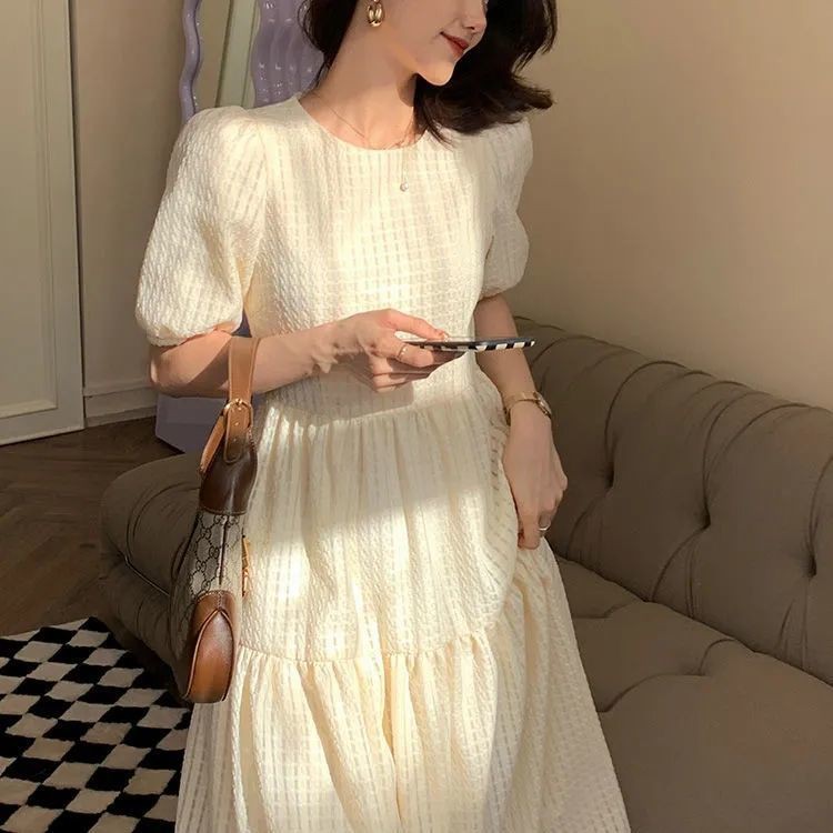 Váy đầm babydoll dáng dài đi biển tay phồng tiểu thư nữ phong cách Hàn quốc sang chảnh  - First love