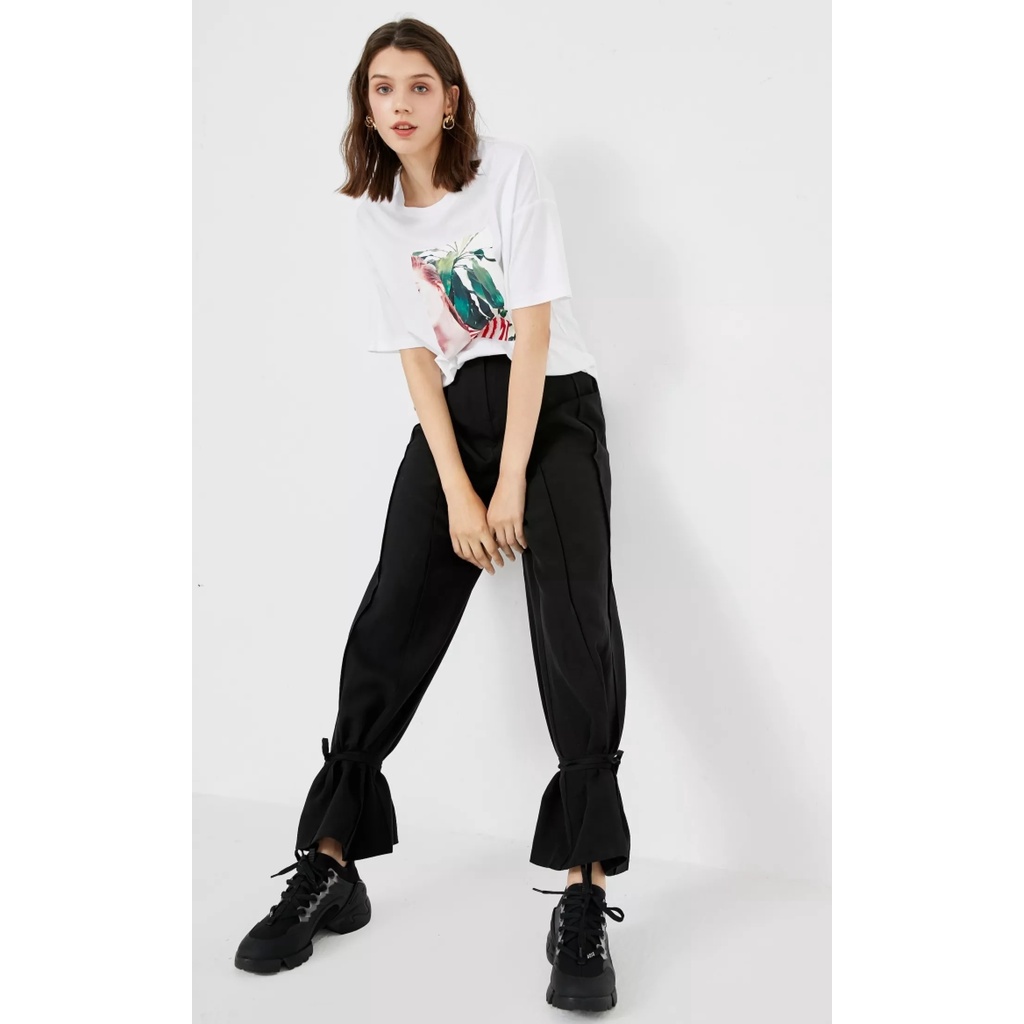 Vero Moda Quần Nữ Linen Thẳng Viền Cà Vạt Bằng Vải Lanh - Quần dài nữ 3203PL003
