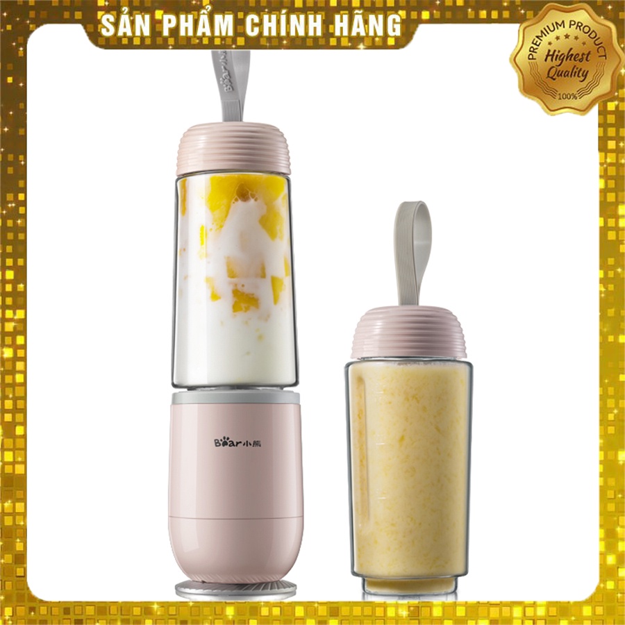 Máy Xay Sinh Tố Cầm Tay Đa Năng Bear LLJ-D04B1, Máy Xay Sinh Tố Mini 2 Cốc Xay cực nhanh 9s, Cao Cấp, An Toàn