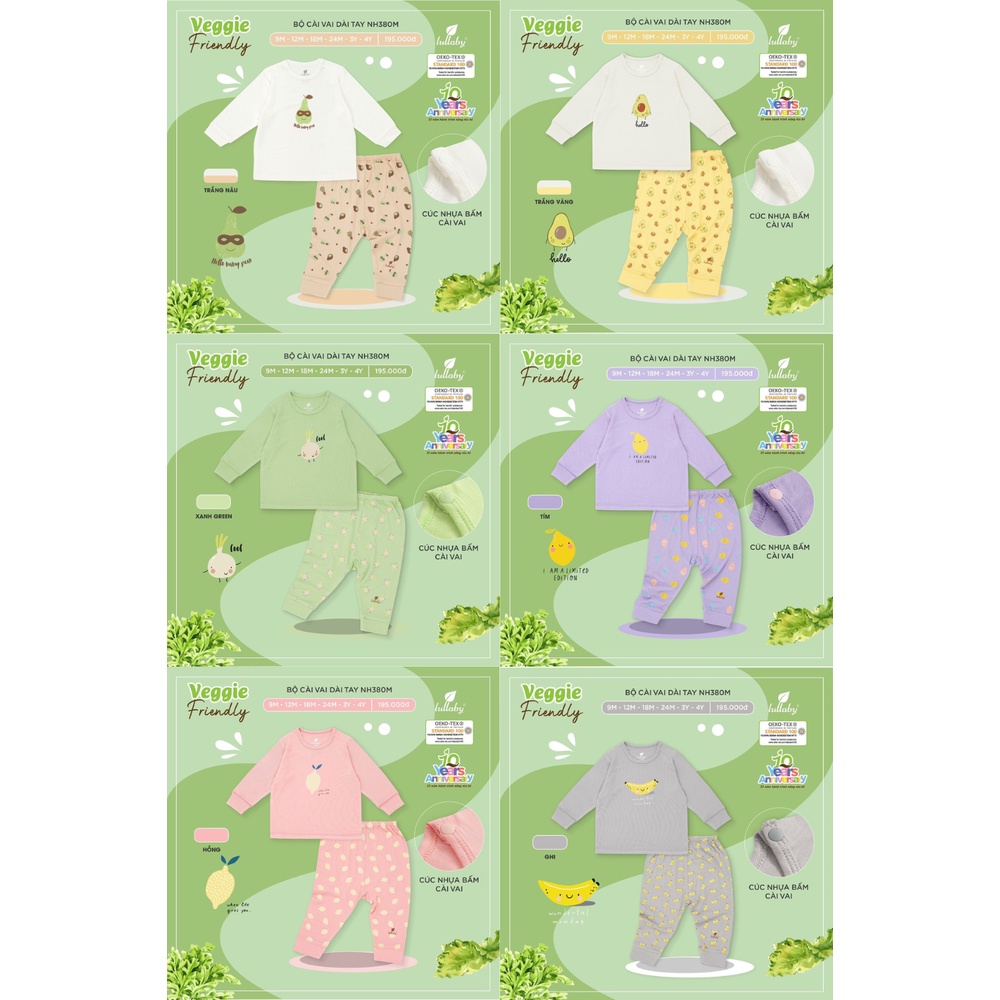 NH380M Bộ cài vai dài tay bé trai / bé gái Lullaby (Sz 9M-4Y)