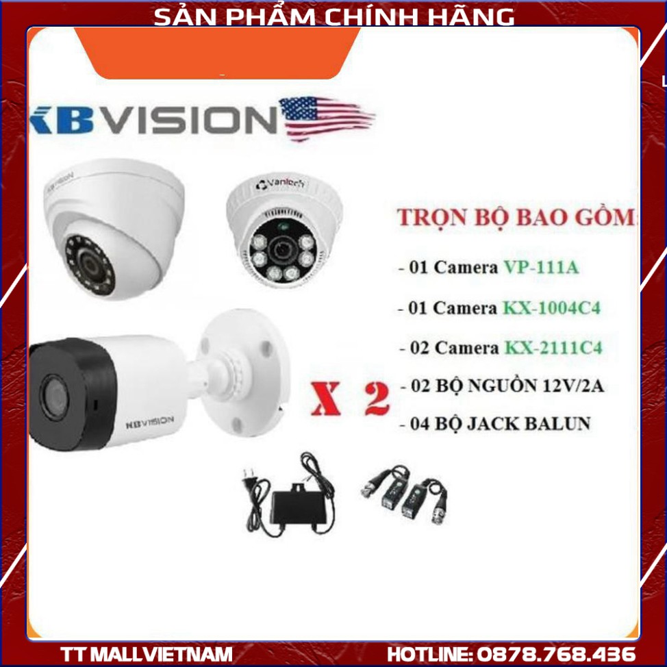 Camera {Giá sốc} Bộ 4 Camera Kbvision KX-1004C4 +KX-2111C4 + VP-111A ... ! .