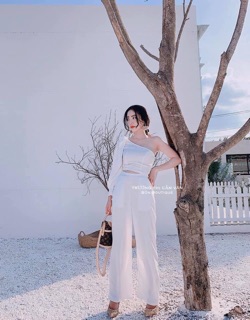Set phi một vai và quần suông ( full màu)