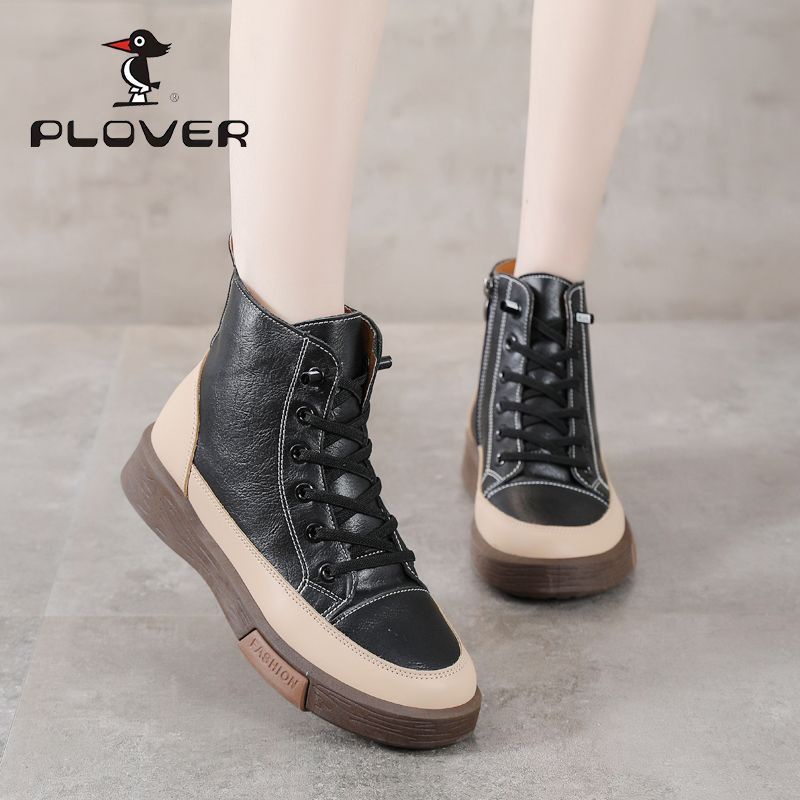 Giày Da Thể Thao Cổ Cao Thời Trang Hàn Cho Nữ