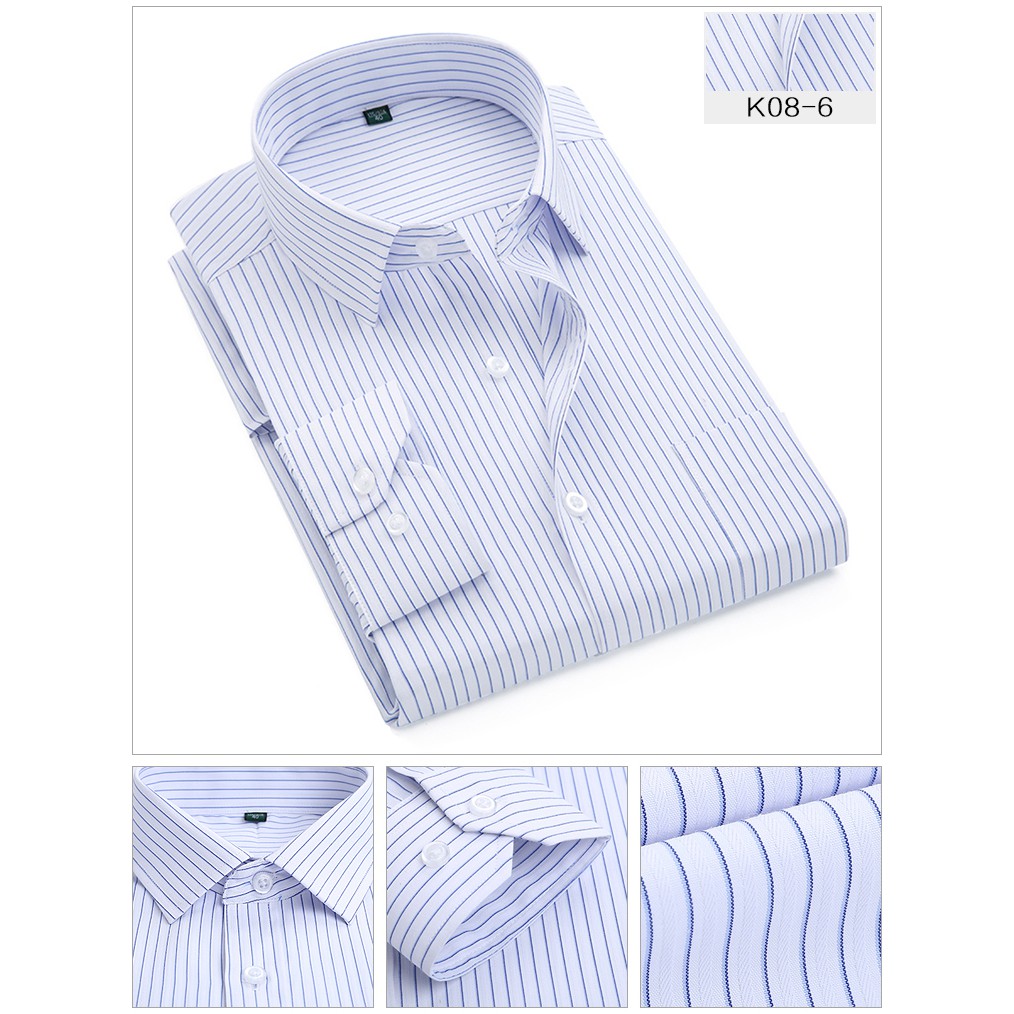 Áo Sơ Mi Trắng Dài Tay Họa Tiết Kẻ Sọc Phong Cách Công Sở Mới Cho Nam G82