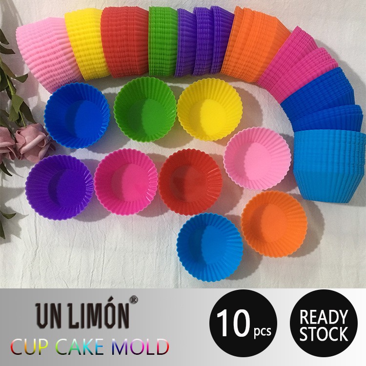 UNLIMONLIFE [10PCS] Baking Cup Liner Baking Molds Round Shape Silicone Cupcake Mould Maker Mold Tray DIY Cake Tools