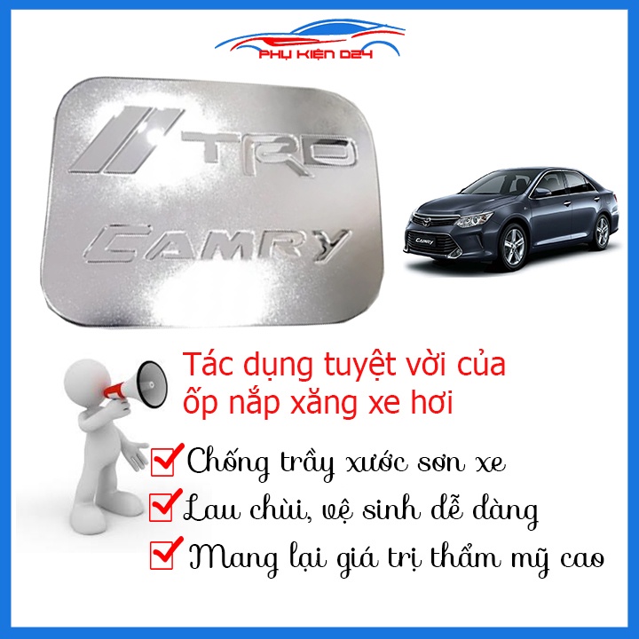 Ốp nắp bình xăng Camry 2012-2013-2014-2015-2016-2017-2018 mạ crom chống trầy trang trí ô tô