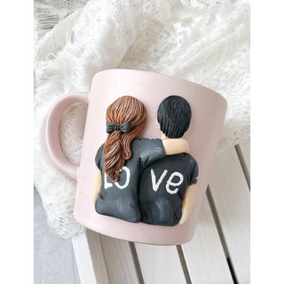 Cốc sứ in hình chắp cánh tình yêu - Nhận in cốc theo yêu cầu