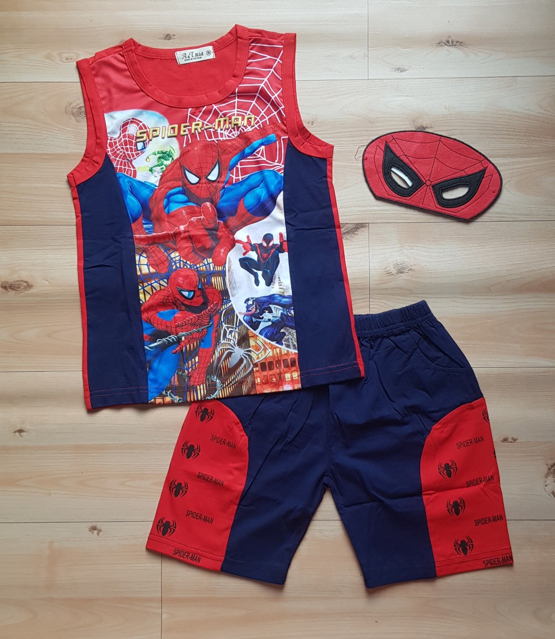 (SIZE 1-13)(9-32kg) BỘ SIÊU NHÂN 3D SPIDER MAN KÈM MẶT NẠ / KHẨU TRANG CHO BÉ TRAI