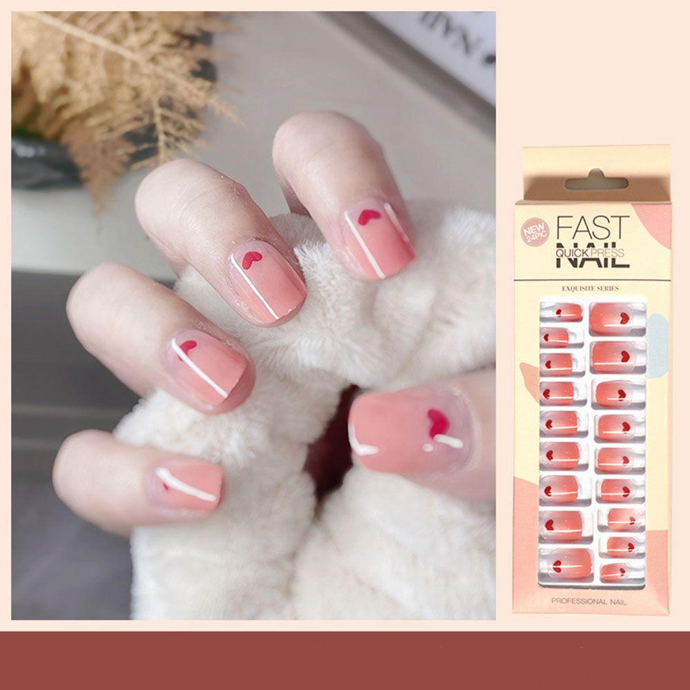 Set 24 Móng Tay Giả Ngắn Có Thể Tháo Rời Che Phủ Toàn Diện