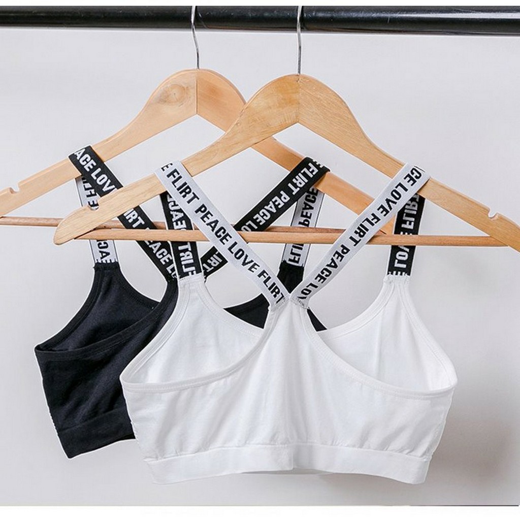Áo tập Gym nữ dây chữ trẻ trung mút rời phong cách Hàn Quốc - ChiiChikshop AL017