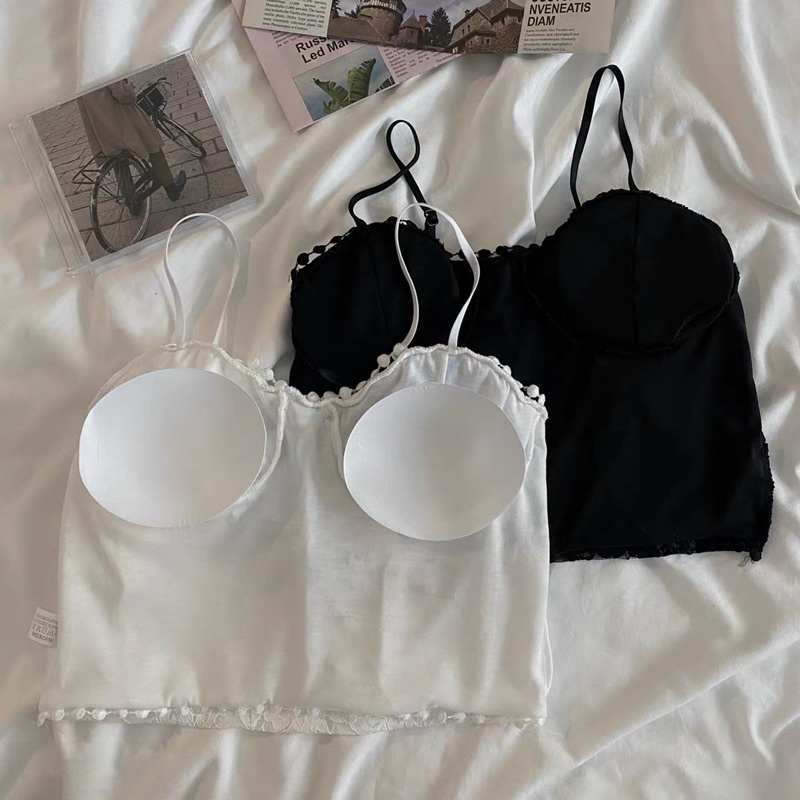 áo 2s 2 dây ren viền ren tròn điệu đà (có mút ngực) (1873#)