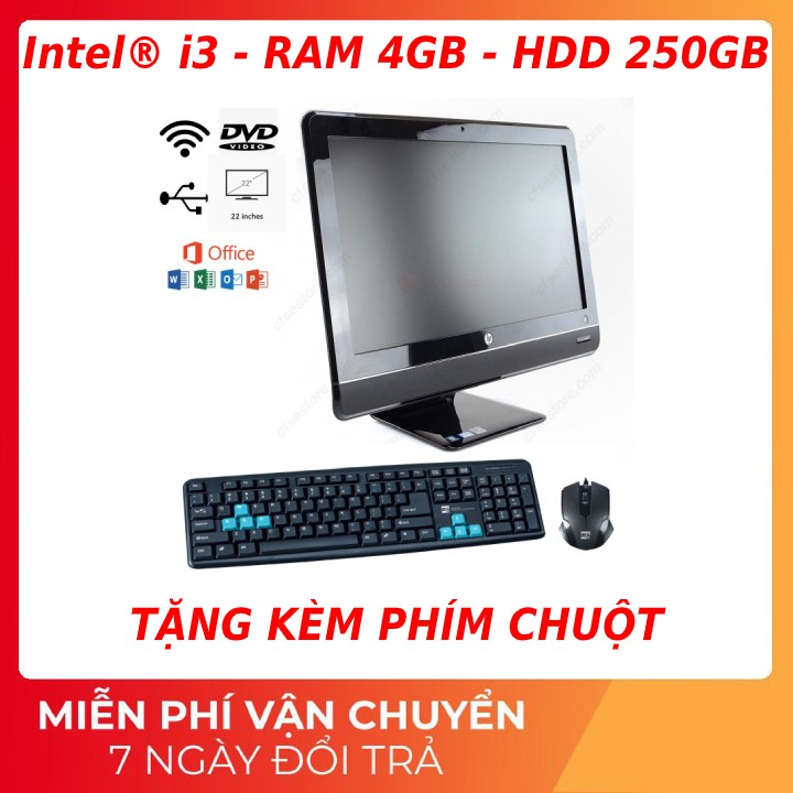 (hot) Máy tính all in one core i3, bền và đẹp, có webcam học trực truyến, tặng kèm phím và chuột mới