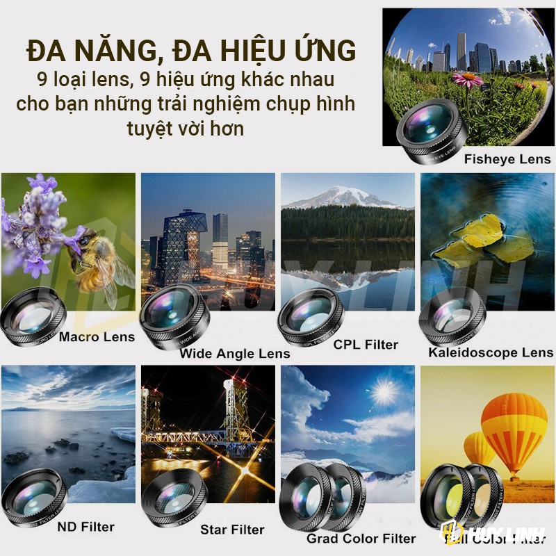 Bộ ống kính lens camera cho điện thoại Apexel 11in1