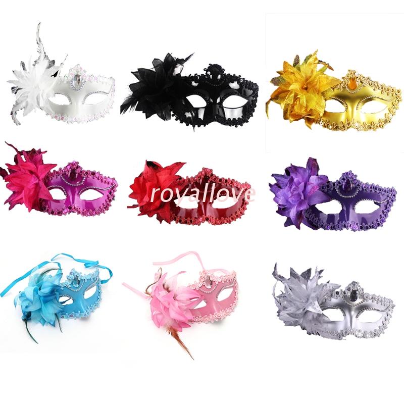 Mặt Nạ Mắt Đính Lông Vũ Hóa Trang Halloween Cho Nữ