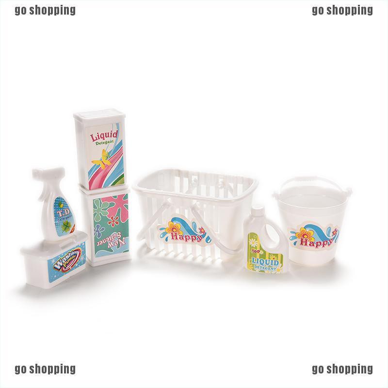 {go shopping}7 Pcs/Set Fashion Kitchen Cleaning Supplies Doll Accessories Kid Play House Toy