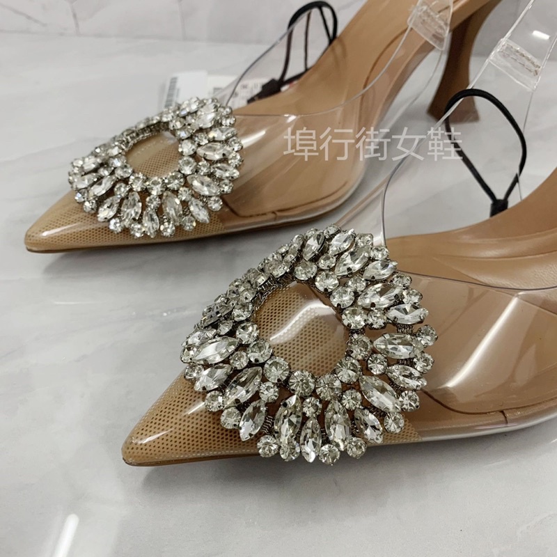 Giày slingback quai trong đính đá sang chảnh Z/a/r/a full box tag