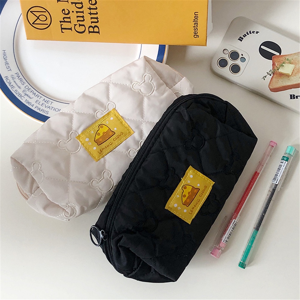 Túi Đựng Đồ Trang Điểm Sức Chứa Lớn Họa Tiết Phô Mai Dễ Thương Cho Học Sinh