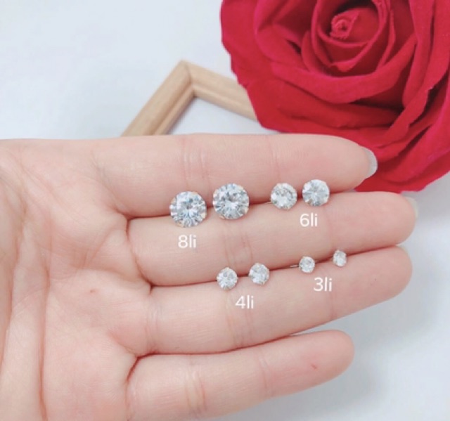 Bông tai hột xoàn hình tròn ,hình vuông bạc ta XƯỞNG BẠC PHƯƠNG CẢNH CPJ