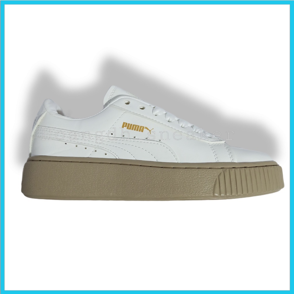 Giày Thể Thao Sneaker Nữ 𝐏𝐮𝐦𝐚 Trắng Đế Nâu Độn Đế Tăng Chiều Cao Hàng 1:1