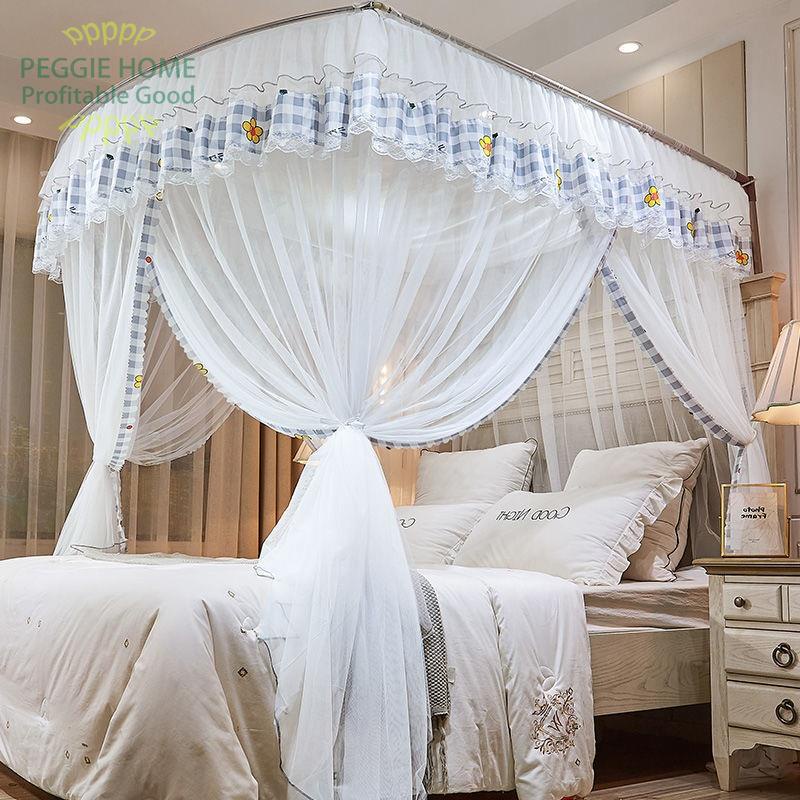 PEGGIEHOMEKhung lưới chống muỗi kính thiên văn chiếu cố định hình chữ U 1,5m hộ gia đình 1,8m giường mã hóa dày 1,2 mẫu