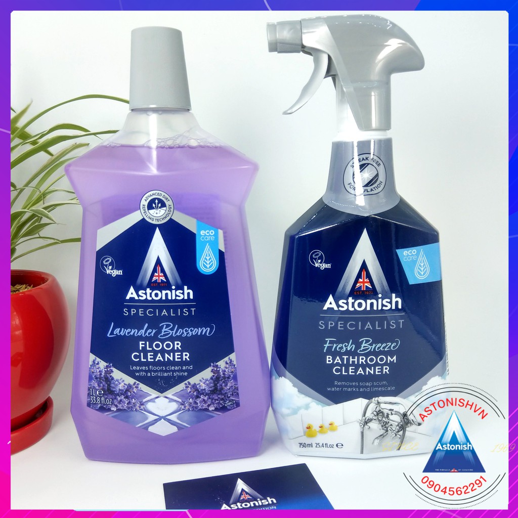 Combo Chai Nước Lau Sàn + Xịt Tẩy Nhà Tắm Astonish