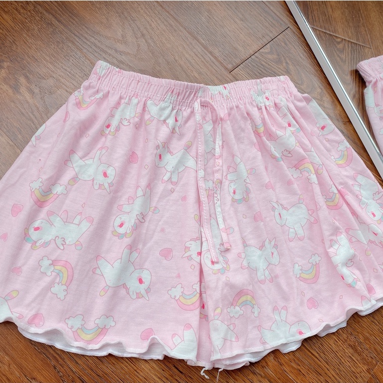 Quần short nữ mặc nhà Hello Kitty - Quần đùi thun nữ viền bèo, dáng ngắn mặc đi ngủ, ở nhà, nhiều màu ngộ nghĩnh | BigBuy360 - bigbuy360.vn