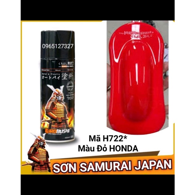Sơn xịt Samurai Japan Màu Đỏ Honda. Mã H722*
