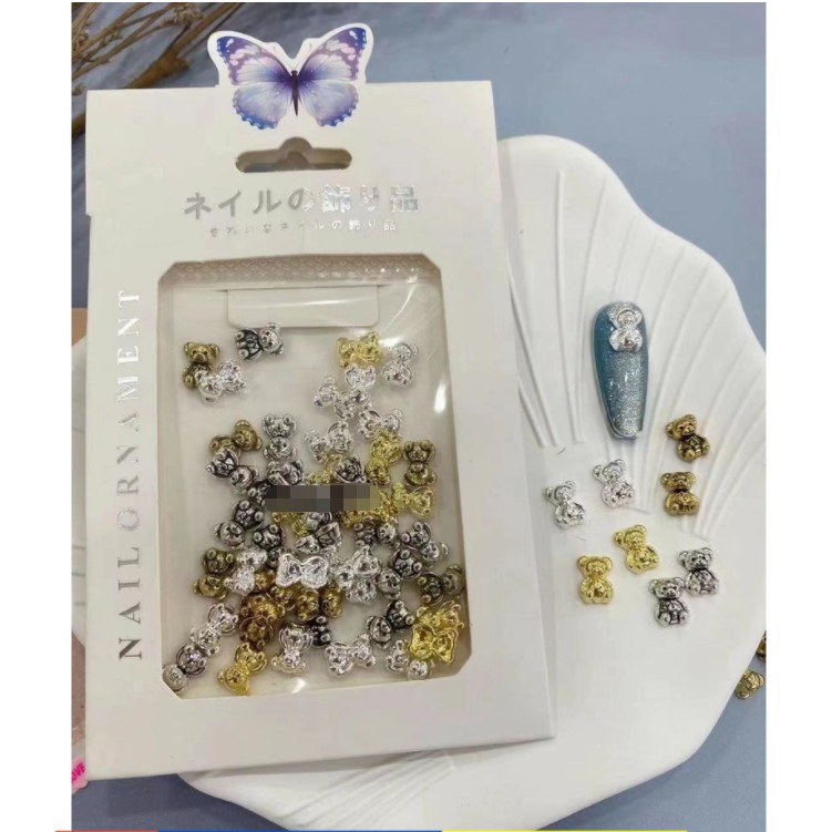 charm gấu mix màu vàng bạc