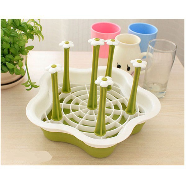{ HÀNG CAO CẤP}Khay hoa úp cốc chén 2 lớp Việt Nhật có 6 nhánh móc ly tiện dụng.