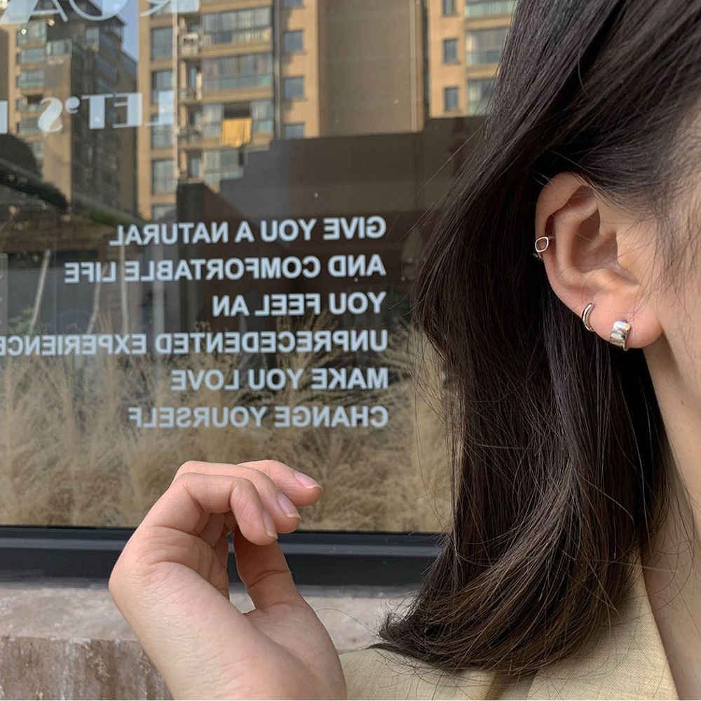 Khuyên tai dạng vòng hình học phong cách Hàn Quốc thanh lịch cho nữ