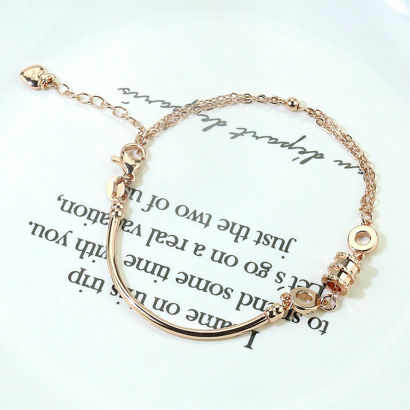 Vòng Tay Mạ Vàng Hồng Thiết Kế Xinh Xắn Cho Nữ