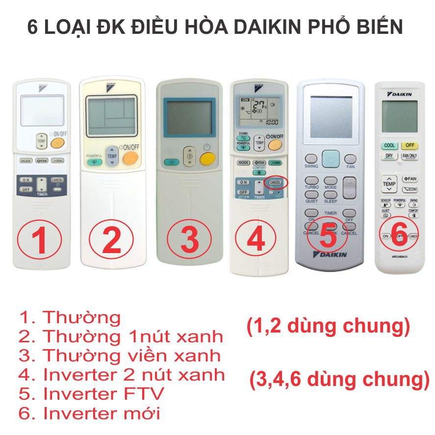 Điều khiển - remote điều hòa, máy lạnh Daikin (Thường, không Inverter)