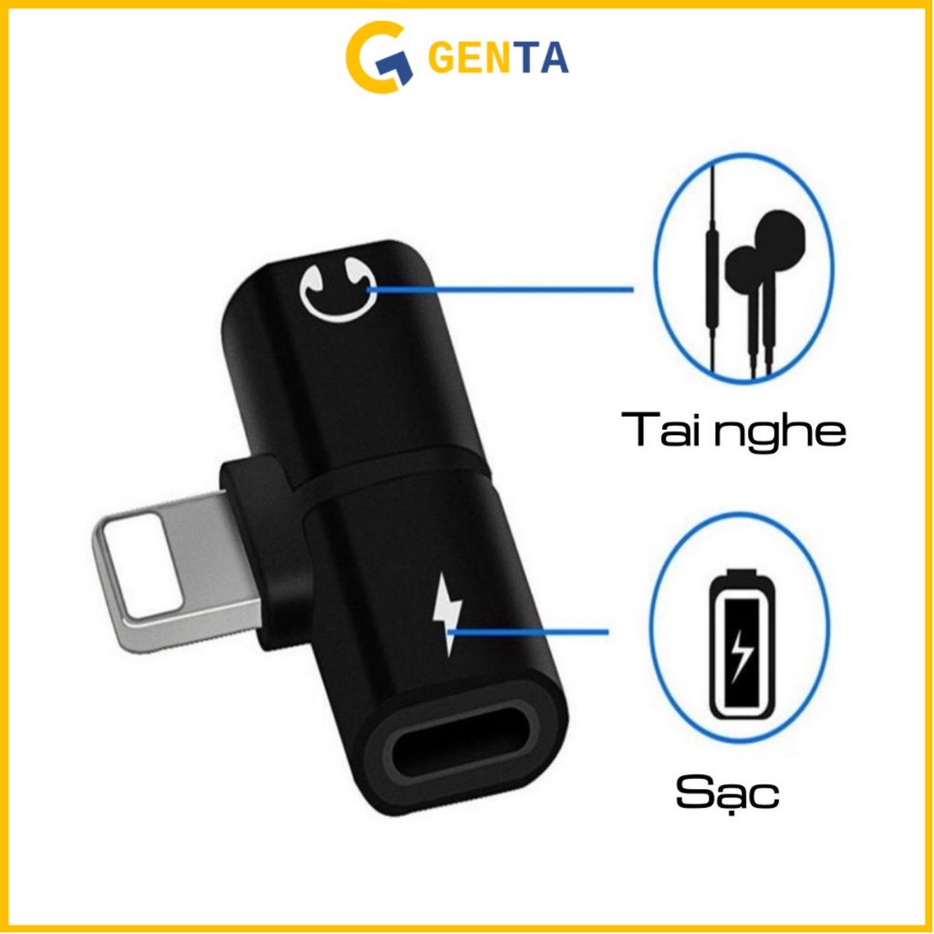 Chia Tai Nghe Iphone 🔴FREESHIP🔴Chia Sạc Điện Thoại Jack Lightning Thành 2 Cổng Sạc + Tai Nghe Cho Iphone