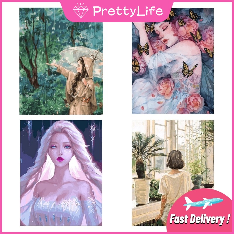 Bộ Tranh Sơn Dầu 40x50cm Tự Làm Hình Phong Cảnh Trang Trí Nhà Cửa