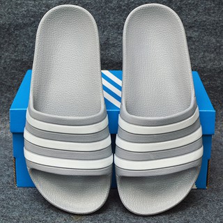 Dép trẻ em Adilette Aqua Kid màu xám sọc trắng