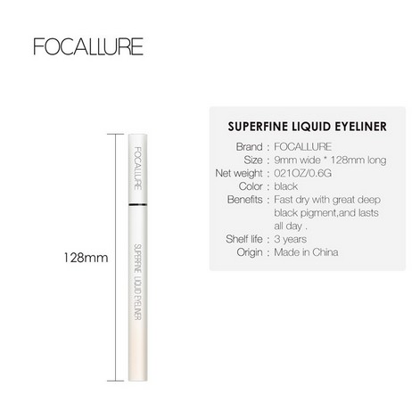 Bút kẻ mắt Focallure dạng lỏng màu đen lâu trôi không thấm nước nhanh khô 0.6g
