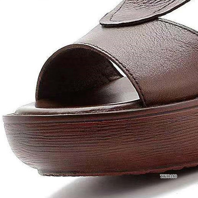Sandals nữ cao cổ La Mã, Giày da hở ngón sành điệu, siêu êm, tôn dáng, cao 4cm, đi chơi, làm TKO180