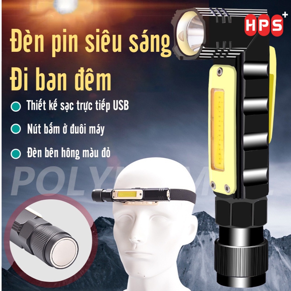 Đèn pin siêu sáng ban đêm mini có thể điều chỉnh góc sáng, cắm sạc USB siêu tiện lợi và nhỏ gọn