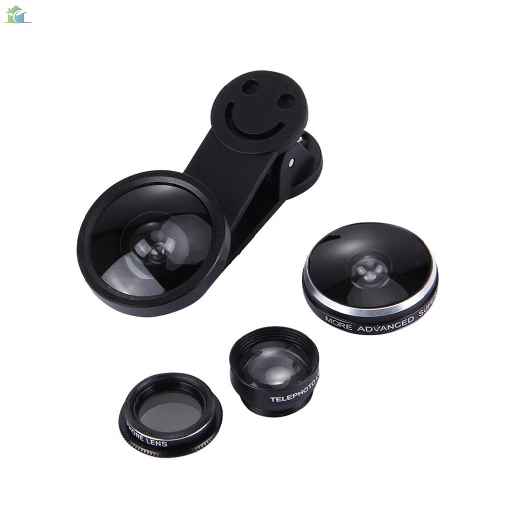 YOUP  5-in-1 Smartphone Camera Lens Kit with 0.4X Wide-angle Lens + 235° Fisheye & 19X Macro Lens + 2X Telephoto Lens + CPL Lens with Universal Clip Carry Bag Compatible with    Smartphones