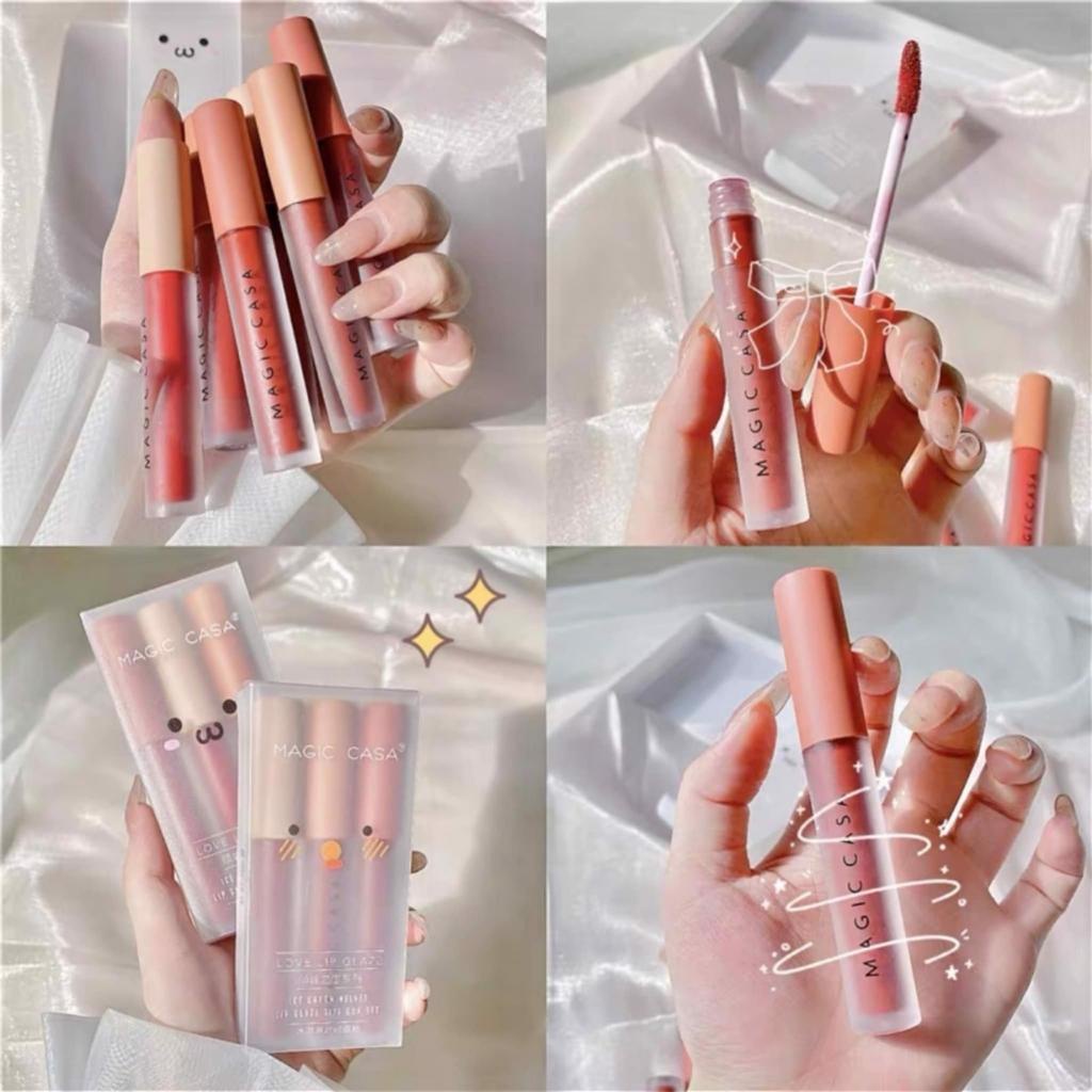 Set son kem lì lên mầu đẹp không trôi Magic Casa Love Lip Glaze giá rẻ