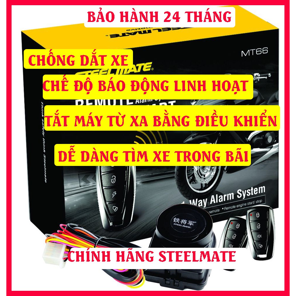 [Đề-Tắt Máy Từ Xa] Khóa Chống Trộm Xe Máy Steel Mate Có Điều Khiển Báo Động Tùy Chỉnh