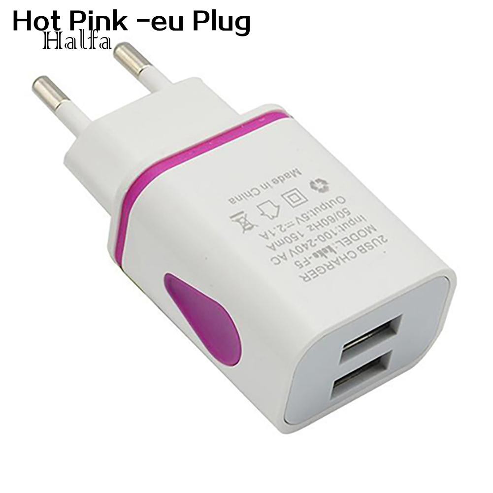 Củ sạc cắm tường 2 cổng kết nối USB điện áp 5V 2.1A tích hợp đèn LED | BigBuy360 - bigbuy360.vn
