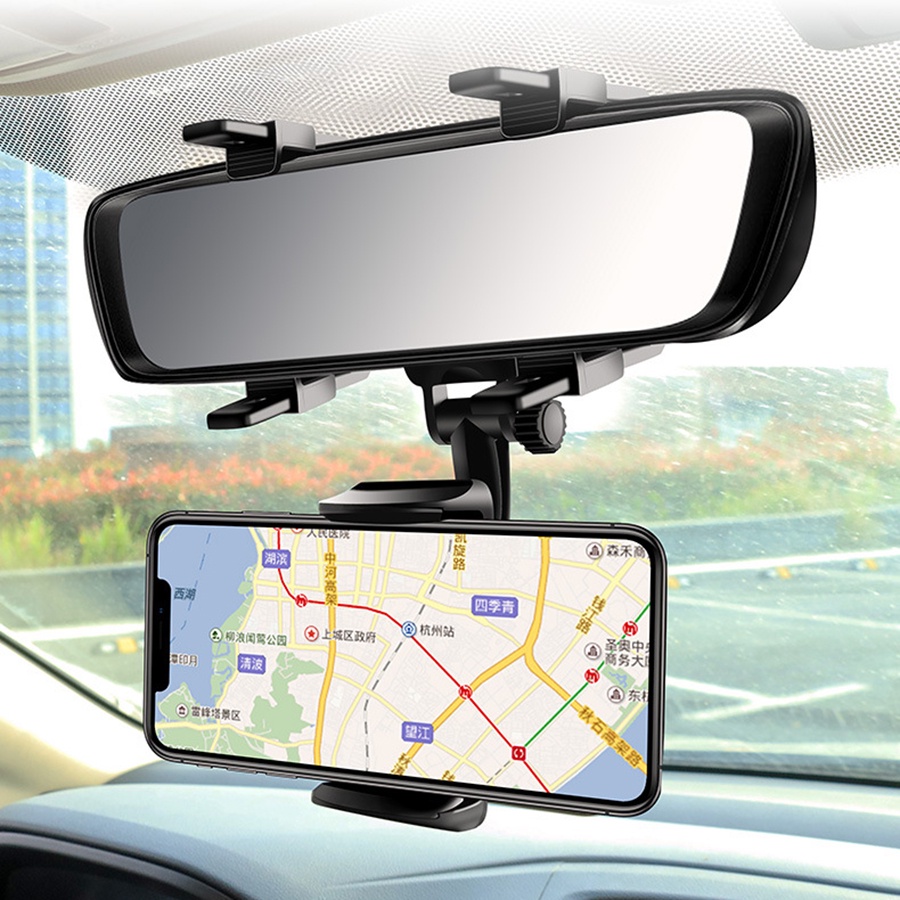 [PHÙ HỢP NHIỀU SMARTPHONE] Giá treo đỡ điện thoại 360 độ móc gương chiếu hậu , cây kẹp tiện lợi trên oto xe hơi